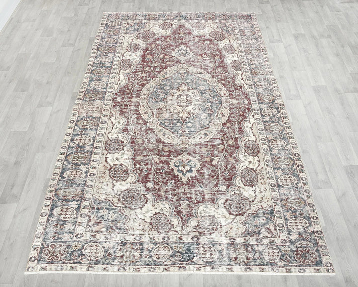 Red Turkish Oushak Rug 5' 2" x 8' 7" Hand-Knotted | No. VR75765