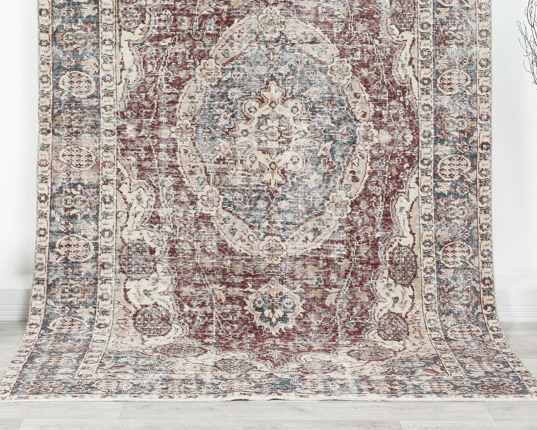 Red Turkish Oushak Rug 5' 2" x 8' 7" Hand-Knotted | No. VR75765