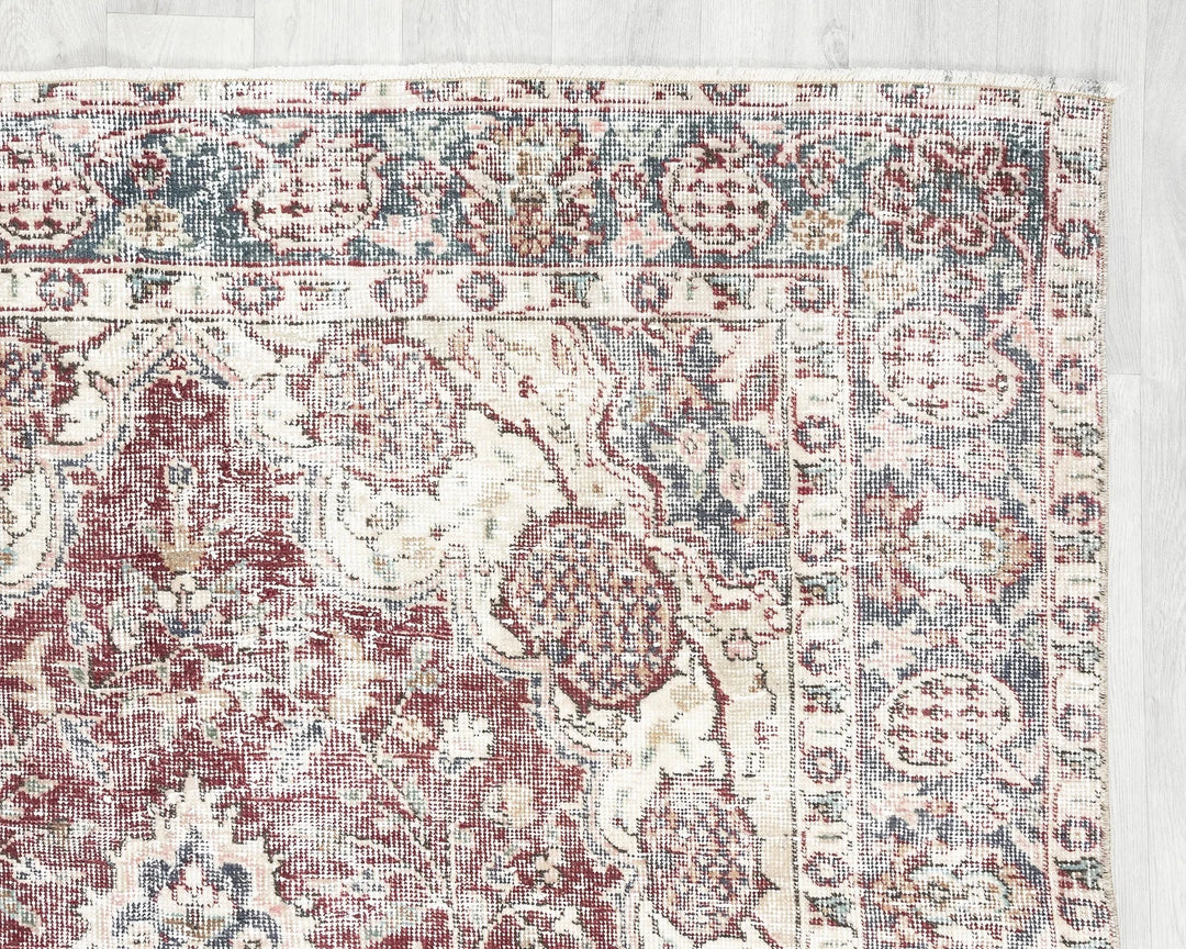 Red Turkish Oushak Rug 5' 2" x 8' 7" Hand-Knotted | No. VR75765