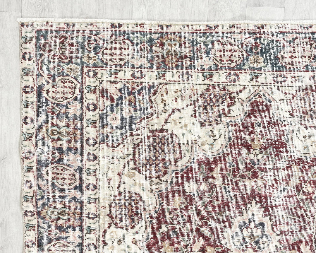 Red Turkish Oushak Rug 5' 2" x 8' 7" Hand-Knotted | No. VR75765