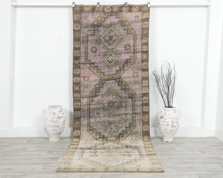 Beige Turkish Oushak Rug 3'9" x 10'6" Hand-Knotted | No. VR75925