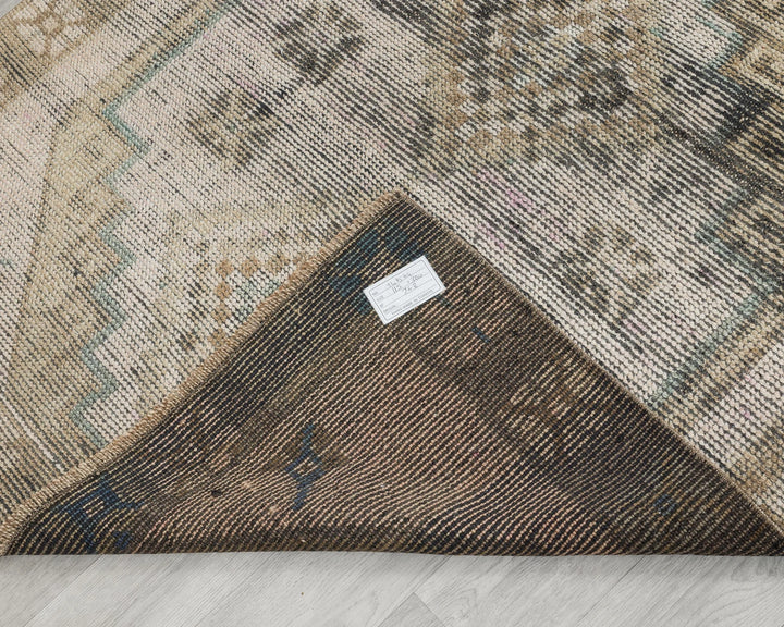 Beige Turkish Oushak Rug 3'9" x 10'6" Hand-Knotted | No. VR75925