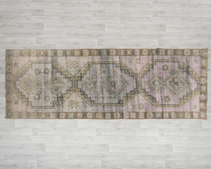 Beige Turkish Oushak Rug 3'9" x 10'6" Hand-Knotted | No. VR75925