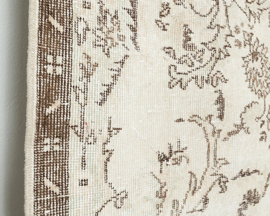 Ivory Turkish Oushak Rug 6' 3" x 10' Hand-Knotted close-up