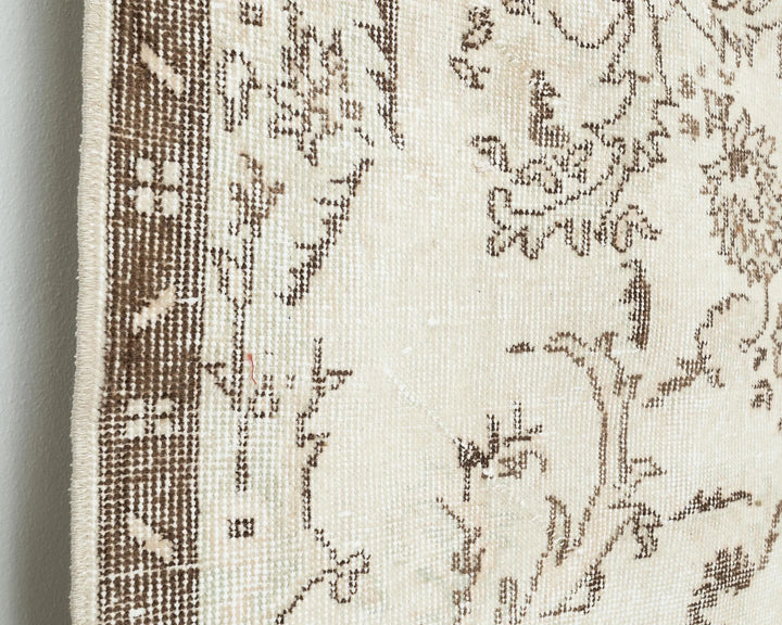 Ivory Turkish Oushak Rug 6' 3" x 10' Hand-Knotted close-up