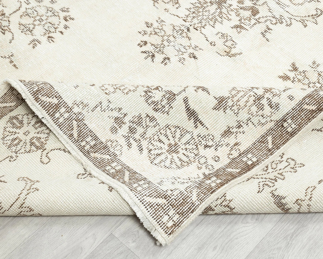 Ivory Turkish Oushak Rug 6' 3" x 10' Hand-Knotted field