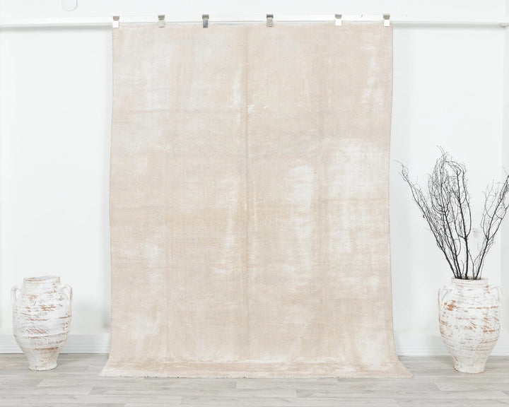 Beige Turkish Oushak Rug 5' 5" x 7' 8" Hand-Knotted | No. VR76050