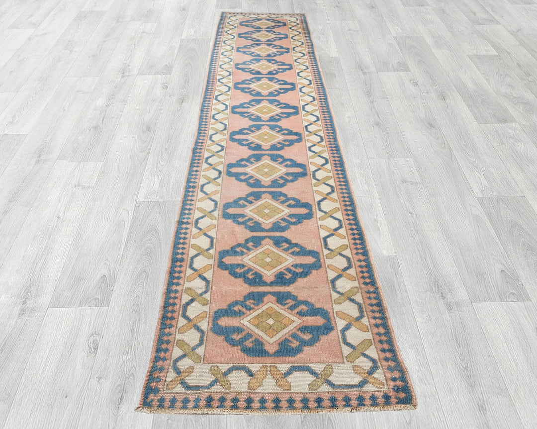 Pink Turkish Oushak Rug 2'6" x 12'10" Hand-Knotted | No. VR76106