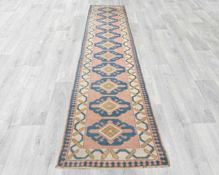 Pink Turkish Oushak Rug 2'6" x 12'10" Hand-Knotted | No. VR76106