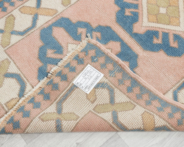 Pink Turkish Oushak Rug 2'6" x 12'10" Hand-Knotted | No. VR76106