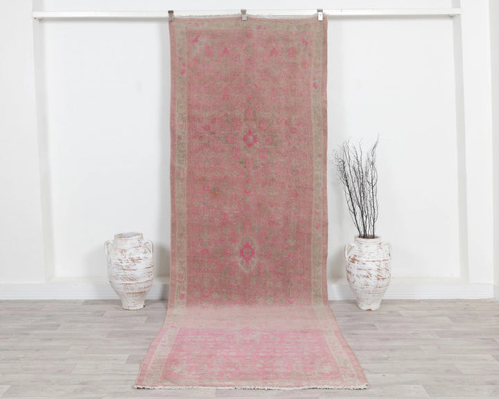 Pink Turkish Oushak Rug 3' 9" x 10' 10" Hand-Knotted | No. VR76122