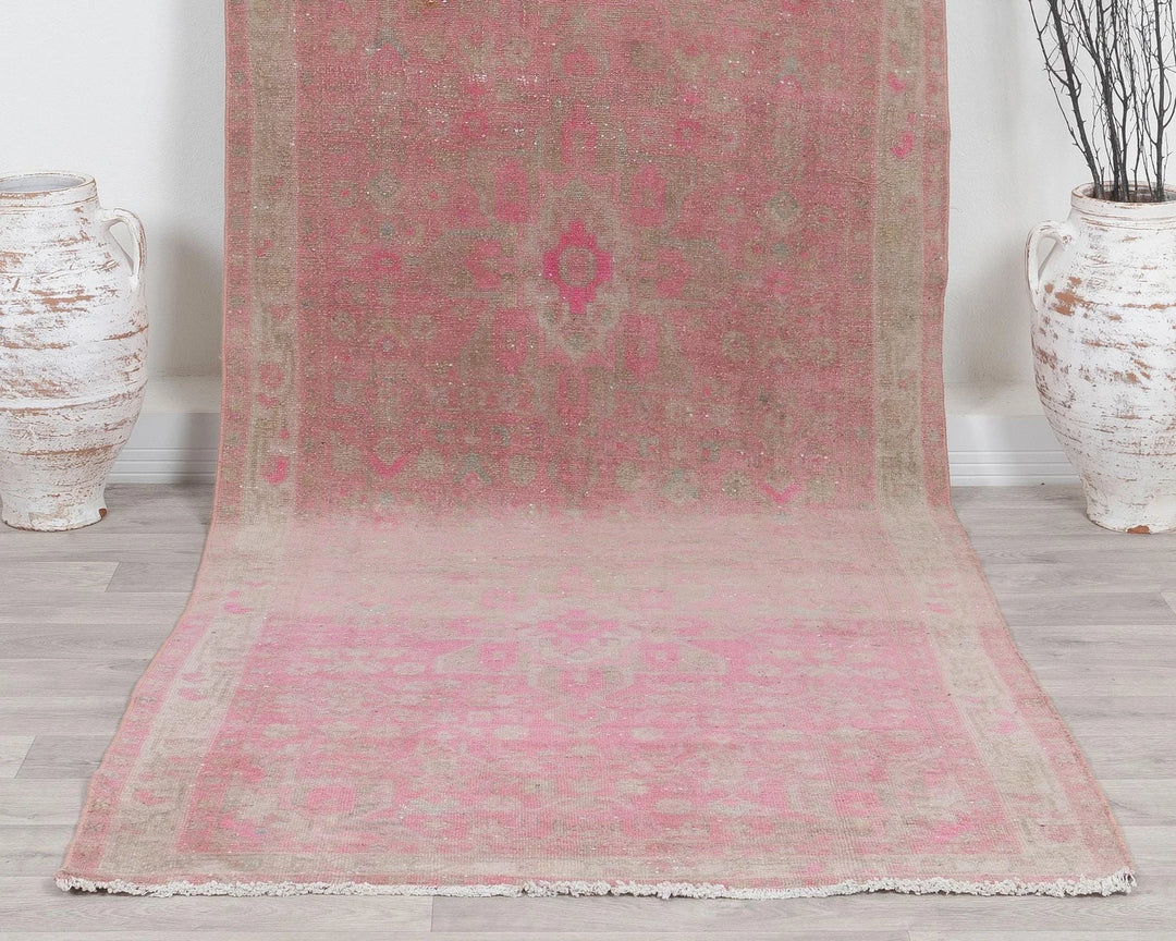 Pink Turkish Oushak Rug 3' 9" x 10' 10" Hand-Knotted | No. VR76122