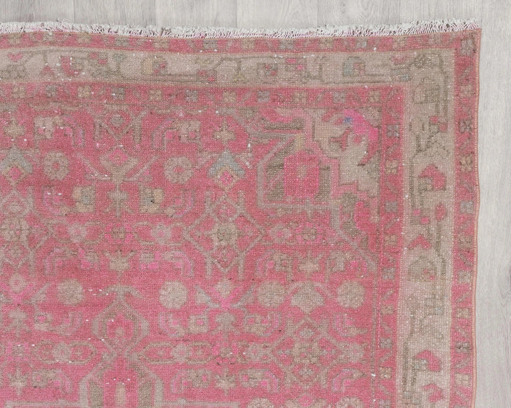 Pink Turkish Oushak Rug 3' 9" x 10' 10" Hand-Knotted | No. VR76122