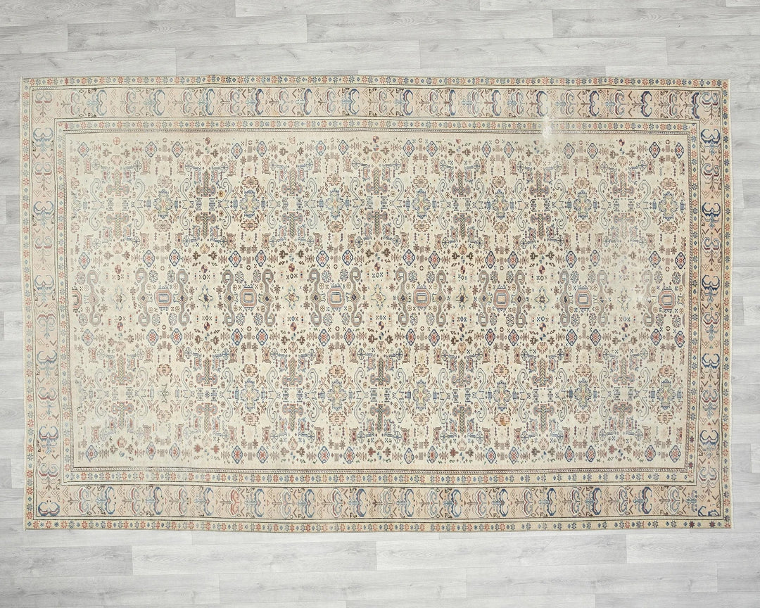Multicolor Turkish Oushak Rug 9' 4" x 6' 5" Hand-Knotted | No. VR76143