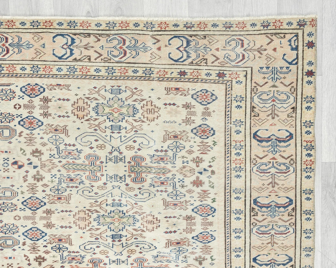 Multicolor Turkish Oushak Rug 9' 4" x 6' 5" Hand-Knotted | No. VR76143