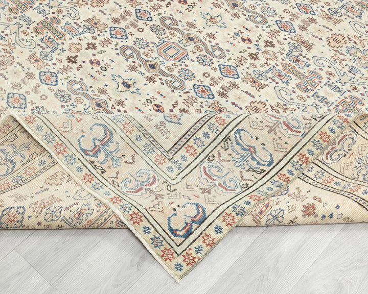 Multicolor Turkish Oushak Rug 9' 4" x 6' 5" Hand-Knotted | No. VR76143