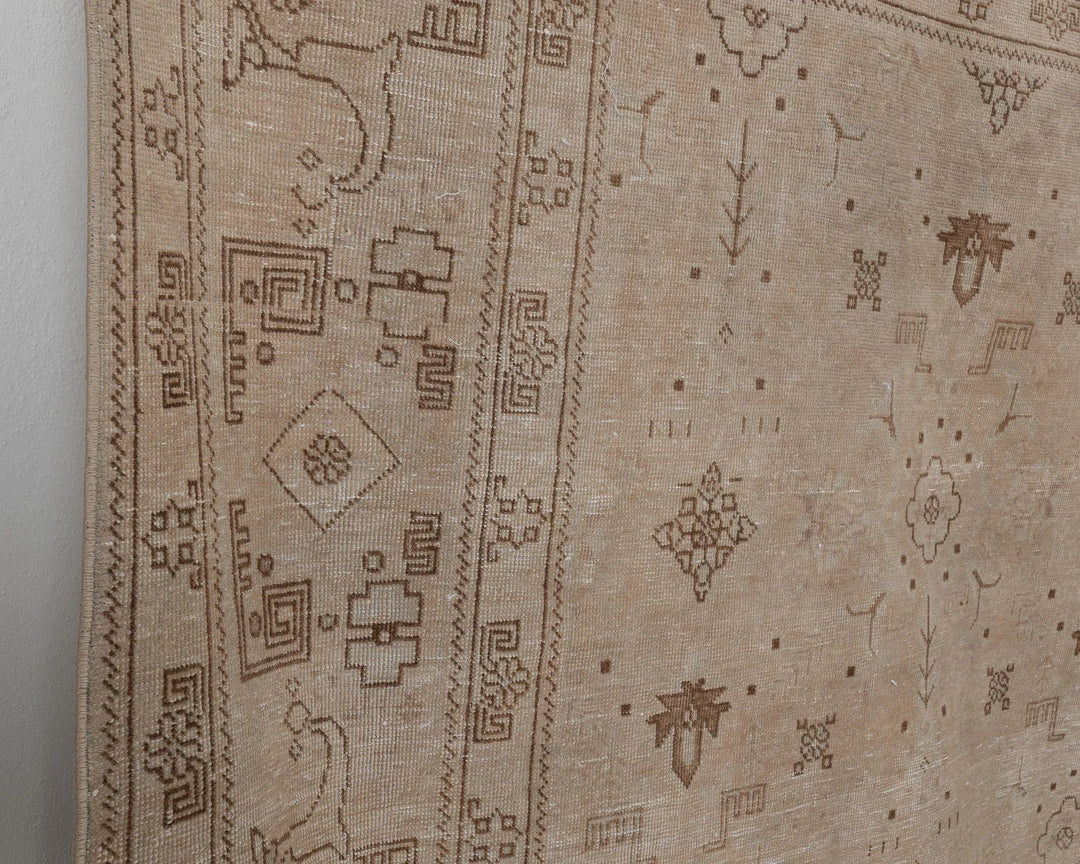 Beige Turkish Oushak Rug 8' 5" x 11' 7" Hand-Knotted | No. VR76154