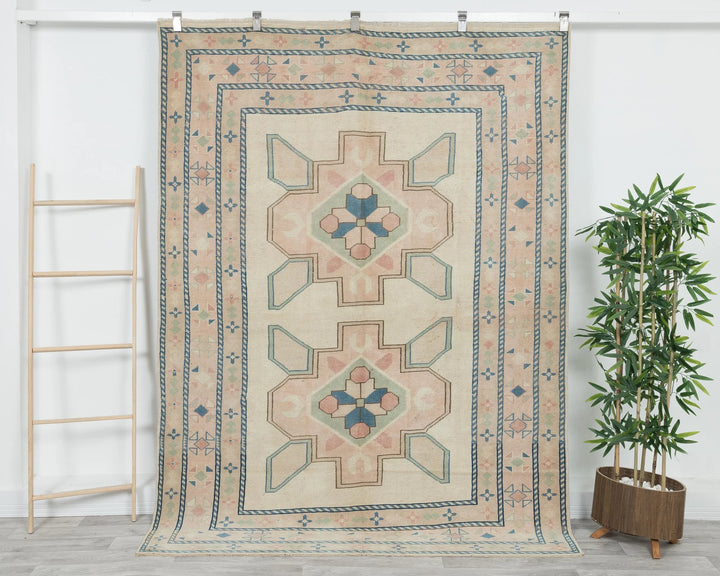 Multicolor Turkish Oushak Rug 5' 8" x 7' 7" Hand-Knotted | No. VR76164