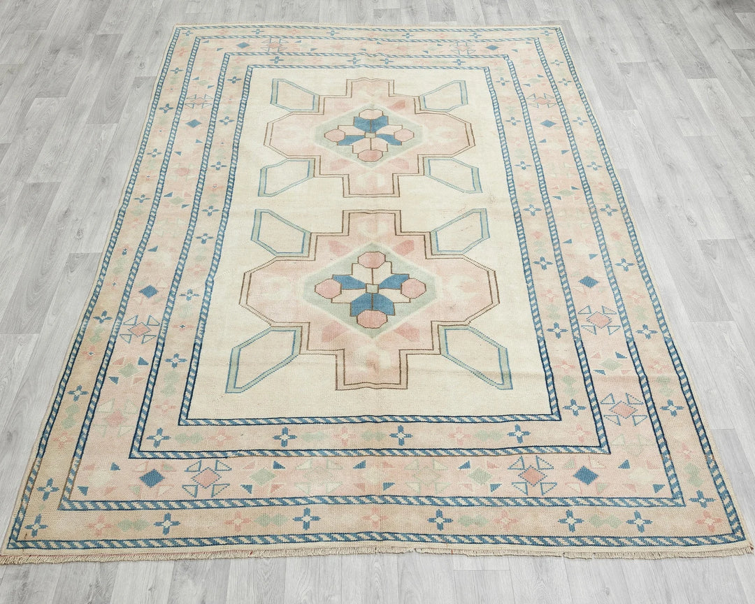 Multicolor Turkish Oushak Rug 5' 8" x 7' 7" Hand-Knotted | No. VR76164
