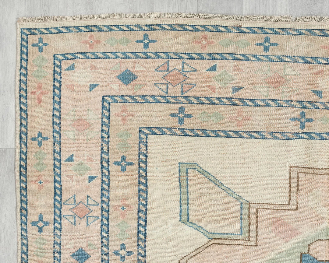 Multicolor Turkish Oushak Rug 5' 8" x 7' 7" Hand-Knotted | No. VR76164