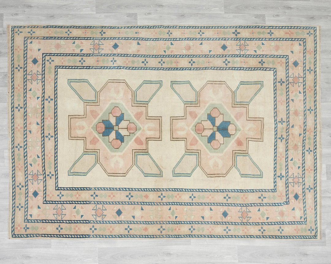Multicolor Turkish Oushak Rug 5' 8" x 7' 7" Hand-Knotted | No. VR76164