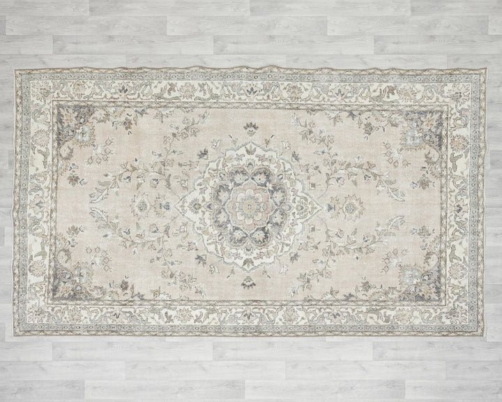 Beige Oushak Rug 5' 8" x 9' 7" | No. VR76273
