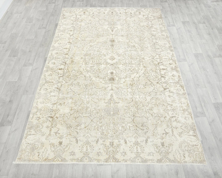 Beige Turkish Oushak Rug 9' 6" x 10' Hand-Knotted | No. VR76301