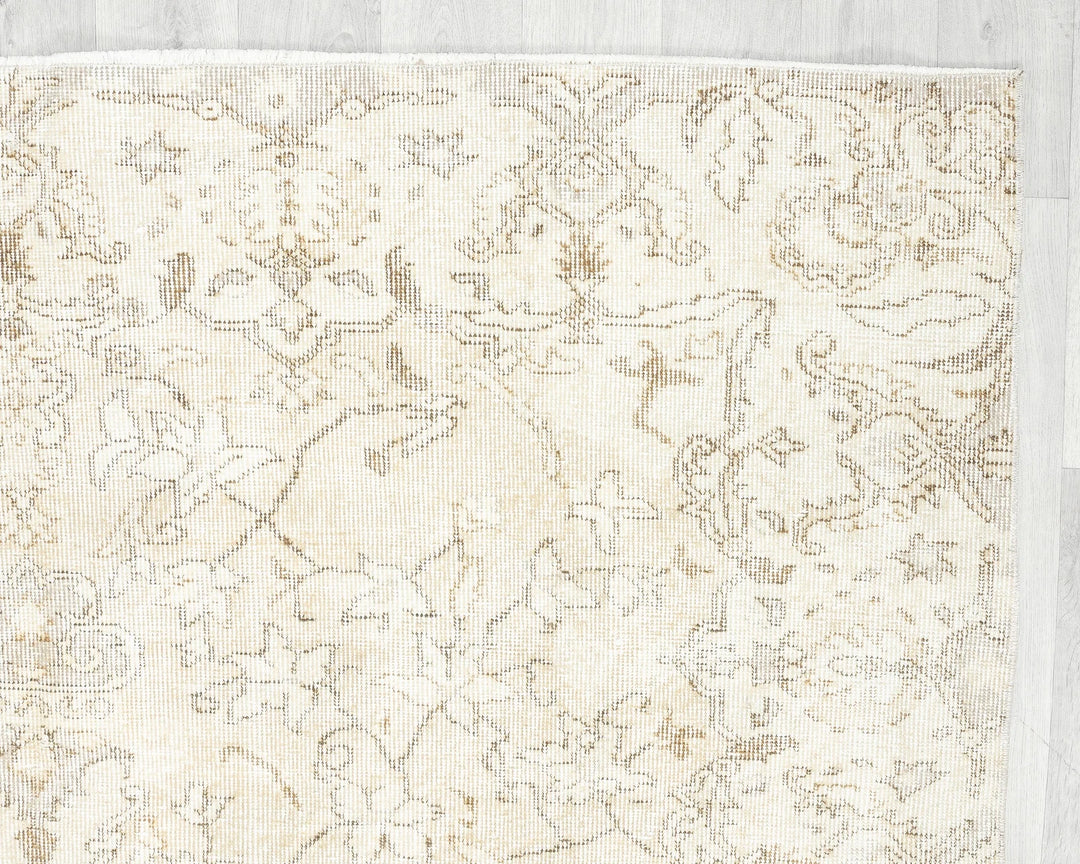 Beige Turkish Oushak Rug 9' 6" x 10' Hand-Knotted | No. VR76301