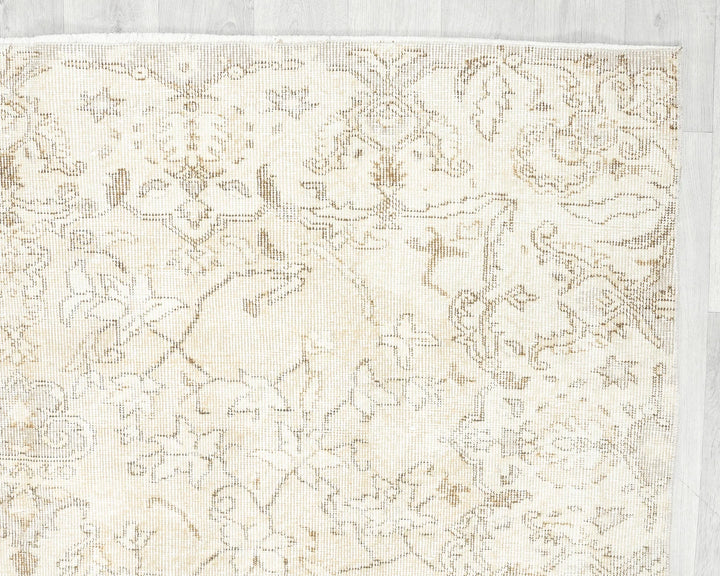 Beige Turkish Oushak Rug 9' 6" x 10' Hand-Knotted | No. VR76301