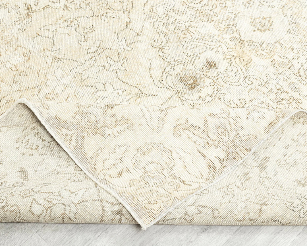 Beige Turkish Oushak Rug 9' 6" x 10' Hand-Knotted | No. VR76301