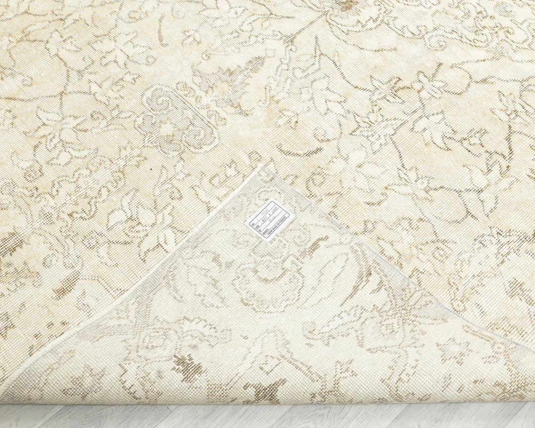 Beige Turkish Oushak Rug 9' 6" x 10' Hand-Knotted | No. VR76301