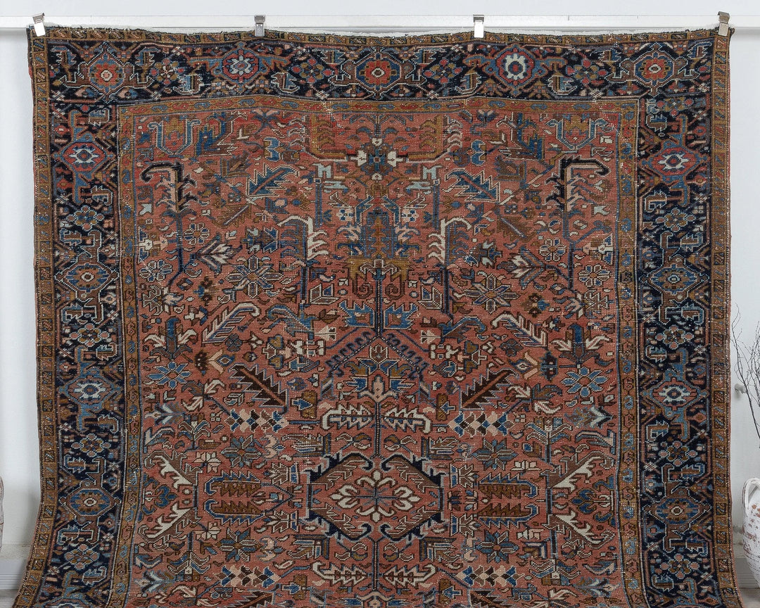 Multicolor Turkish Oushak Rug 8'7" x 11'2" Hand-Knotted detail