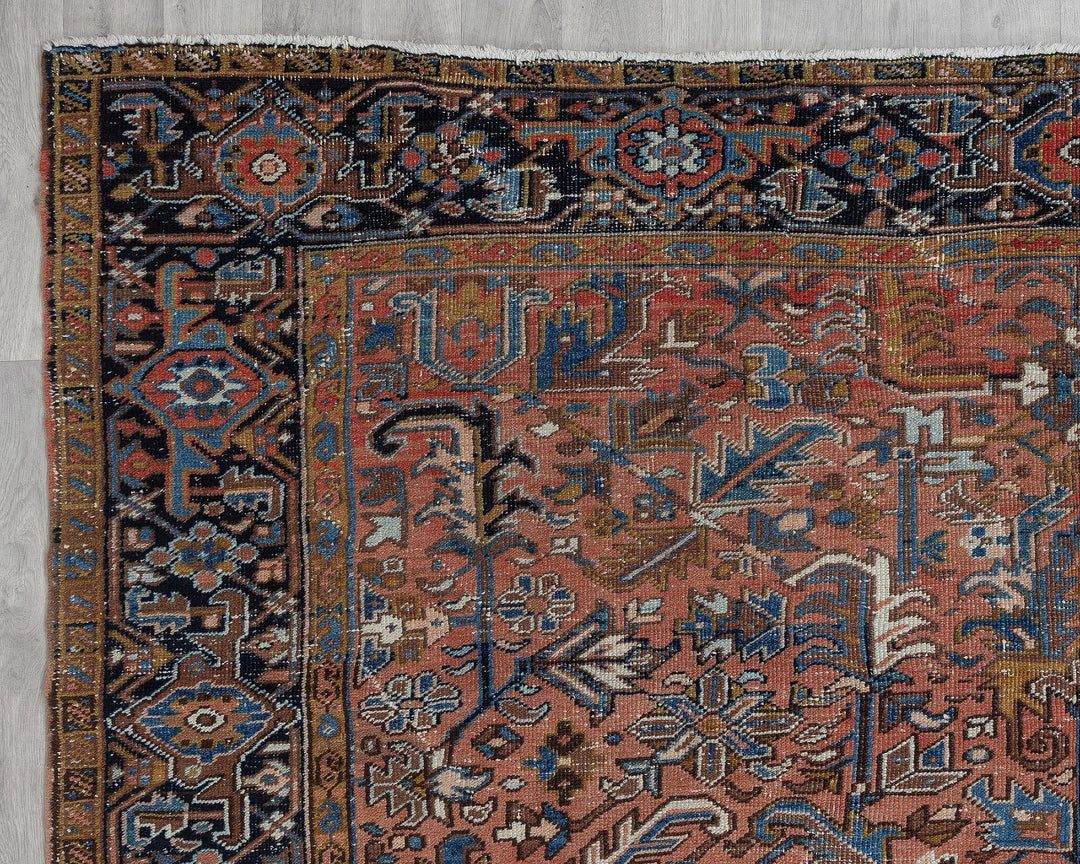 Multicolor Turkish Oushak Rug 8'7" x 11'2" Hand-Knotted border