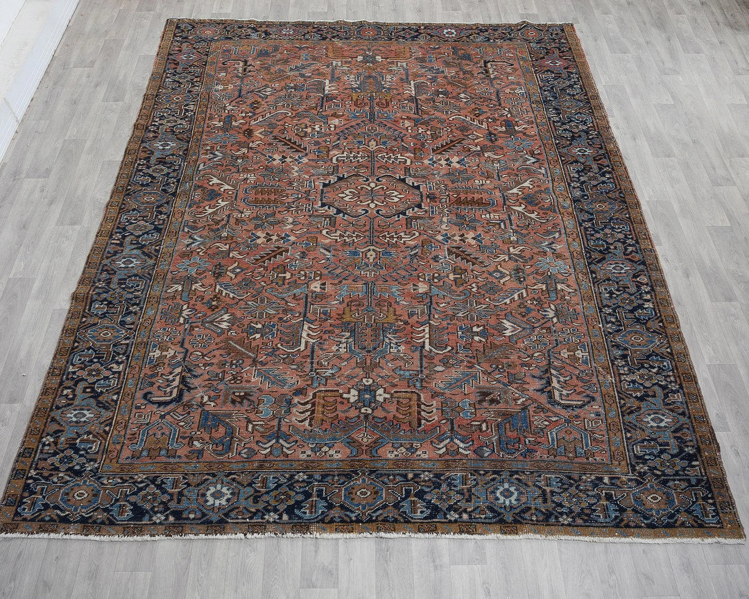 Multicolor Turkish Oushak Rug 8'7" x 11'2" Hand-Knotted reverse