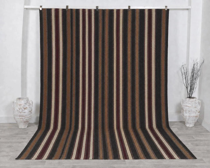 Brown Turkish Kilim Rug 9' 6" x 12' 10" Flat-Weave | No. VR76354