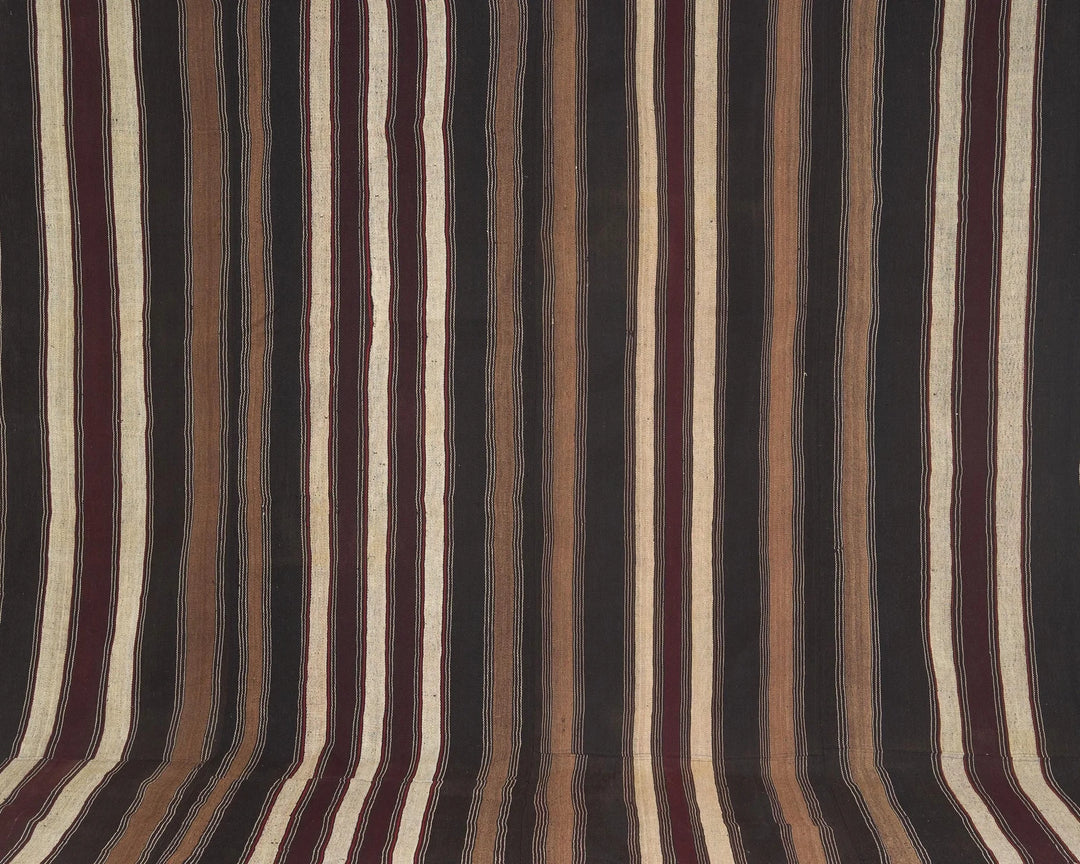 Brown Turkish Kilim Rug 9' 6" x 12' 10" Flat-Weave detail