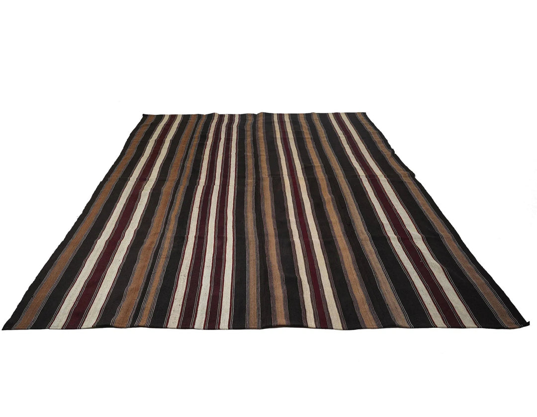 Brown Turkish Kilim Rug 9' 6" x 12' 10" Flat-Weave | No. VR76354