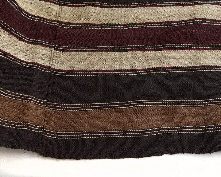 Brown Turkish Kilim Rug 9' 6" x 12' 10" Flat-Weave texture