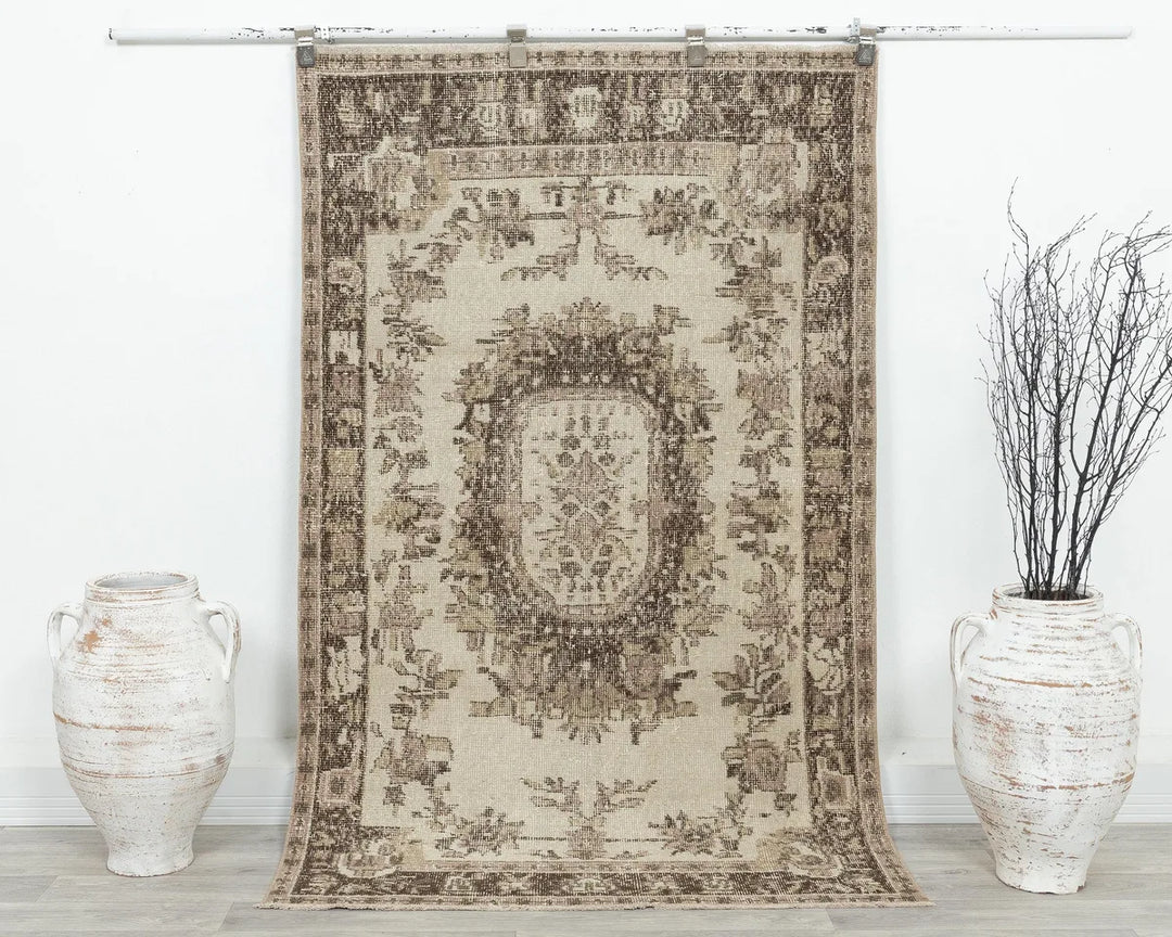 Multicolor Turkish Oushak Rug 3' 8" x 6' 2" Hand-Knotted | No. VR76382