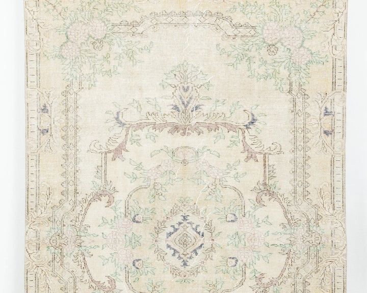 Beige Turkish Oushak Rug 4' 10" x 8' 1" Hand-Knotted | No. VR76747
