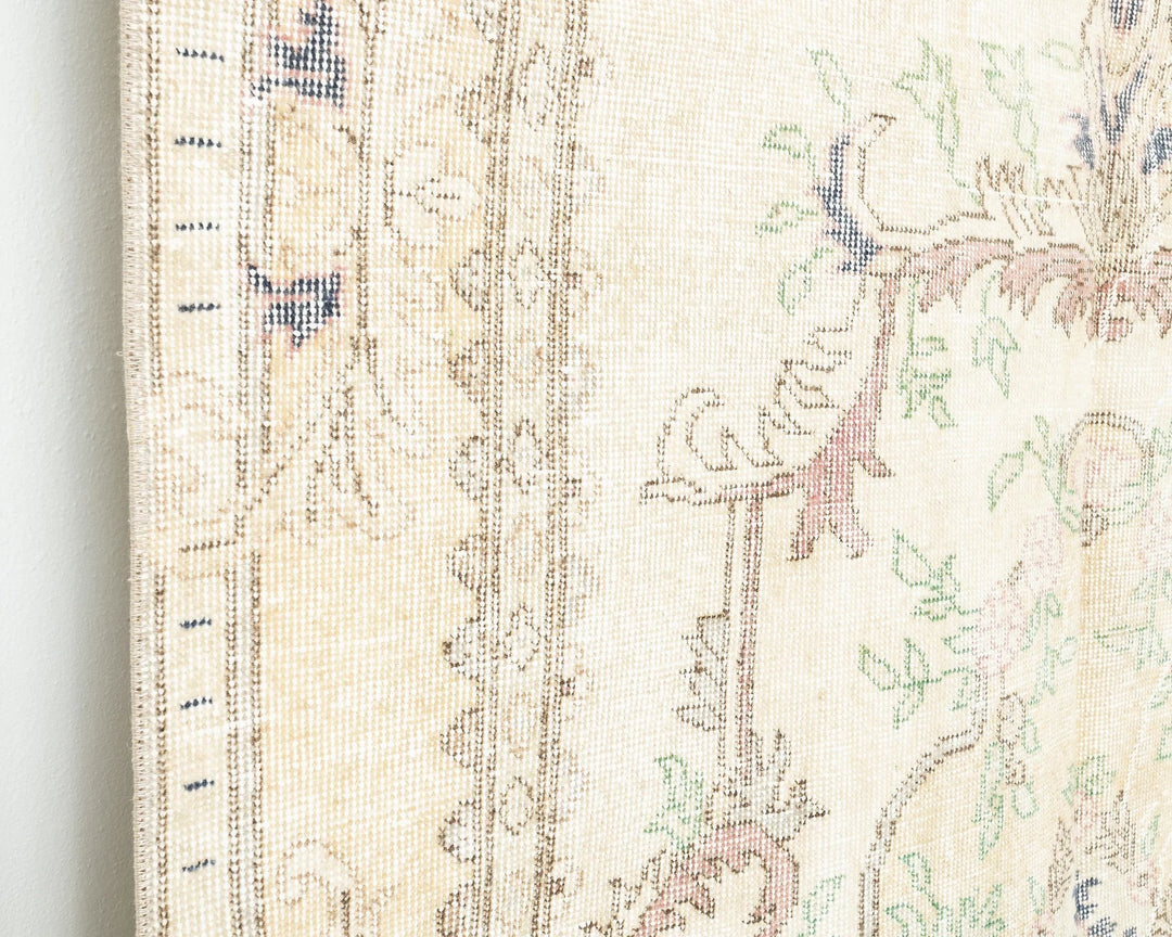 Beige Turkish Oushak Rug 4' 10" x 8' 1" Hand-Knotted | No. VR76747