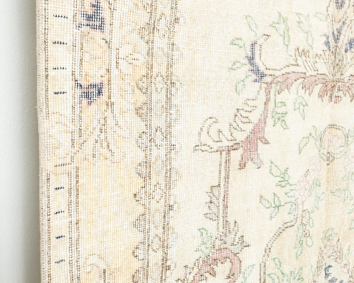 Beige Turkish Oushak Rug 4' 10" x 8' 1" Hand-Knotted | No. VR76747