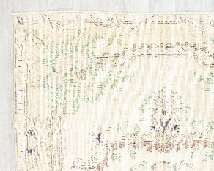 Beige Turkish Oushak Rug 4' 10" x 8' 1" Hand-Knotted | No. VR76747