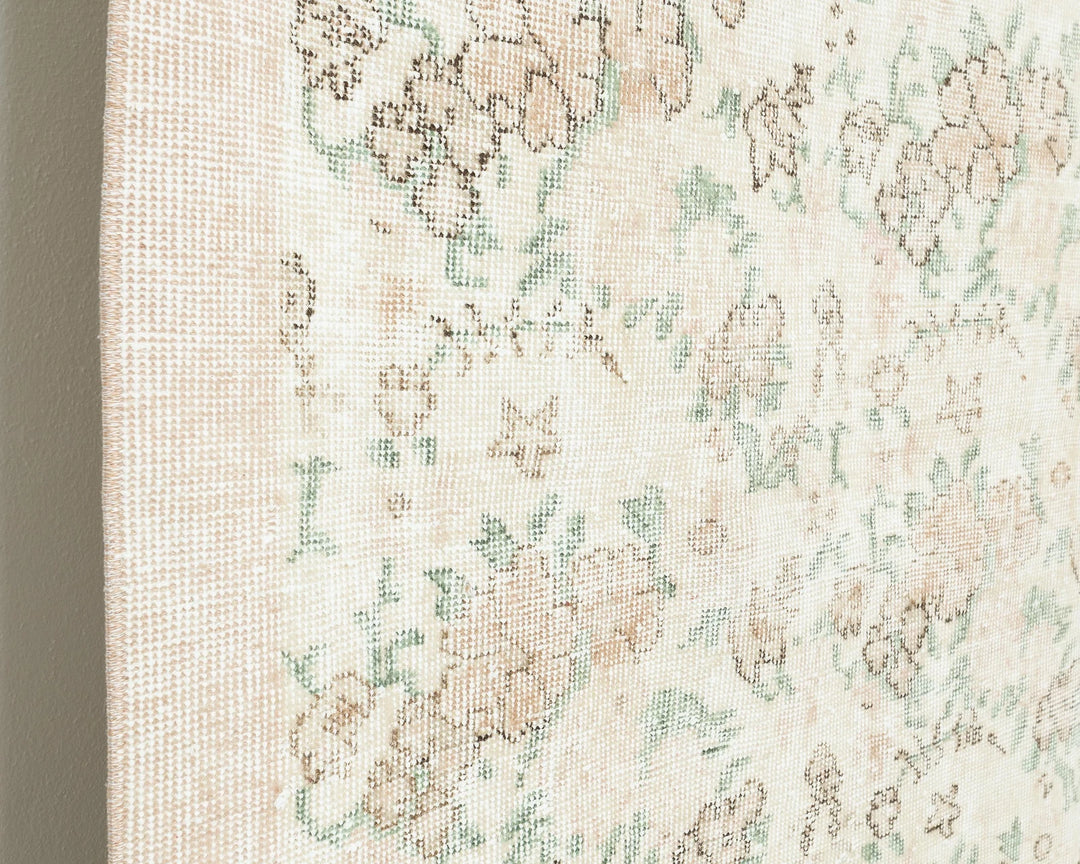 Beige Turkish Oushak Rug 6' 5" x 10' 7" Hand-Knotted close-up
