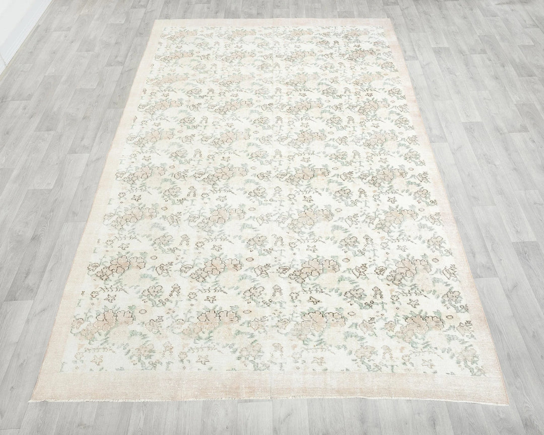 Beige Turkish Oushak Rug 6' 5" x 10' 7" Hand-Knotted reverse
