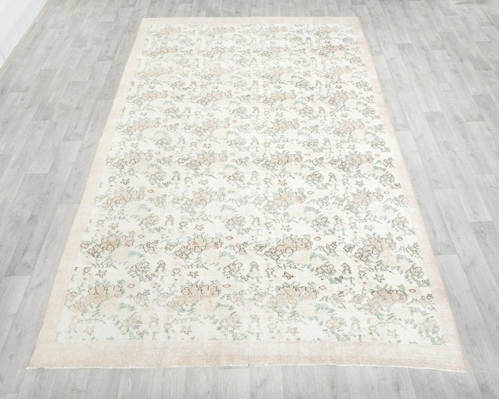 Beige Turkish Oushak Rug 6' 5" x 10' 7" Hand-Knotted reverse