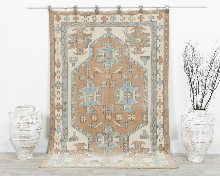 Multicolor Turkish Oushak Rug 4' 3" x 6' 5" Hand-Knotted | No. VR77054