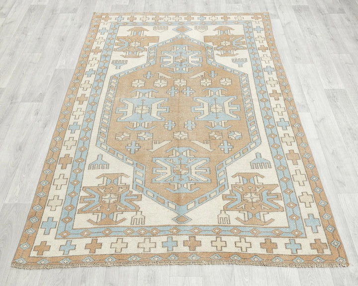 Multicolor Turkish Oushak Rug 4' 3" x 6' 5" Hand-Knotted | No. VR77054