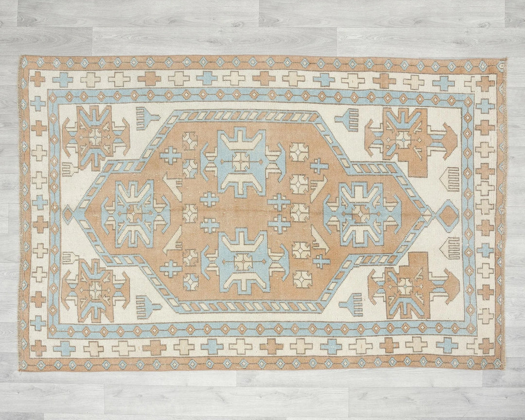 Multicolor Turkish Oushak Rug 4' 3" x 6' 5" Hand-Knotted | No. VR77054