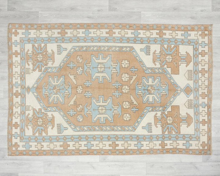 Multicolor Turkish Oushak Rug 4' 3" x 6' 5" Hand-Knotted | No. VR77054